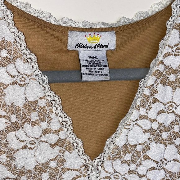Kathleen Kirkwood Cream Beige Floral Lace Tank Top Cami Size Small - Picture 5 of 10